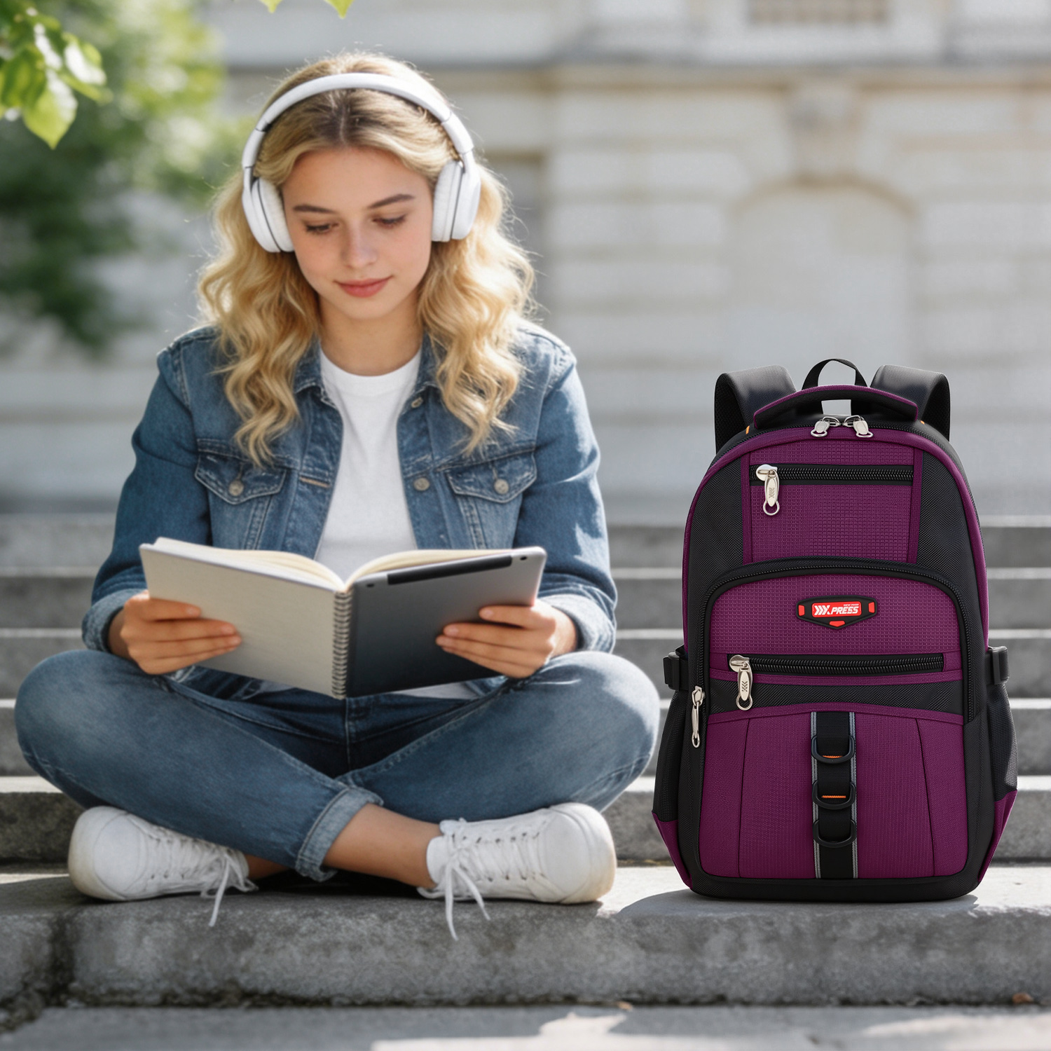 Travel Backpack for Men Women Water-resistant Multi-Pocket Bag Lighweight Casual Work Hiking Daypack School Bookbag, Purple, BP8017