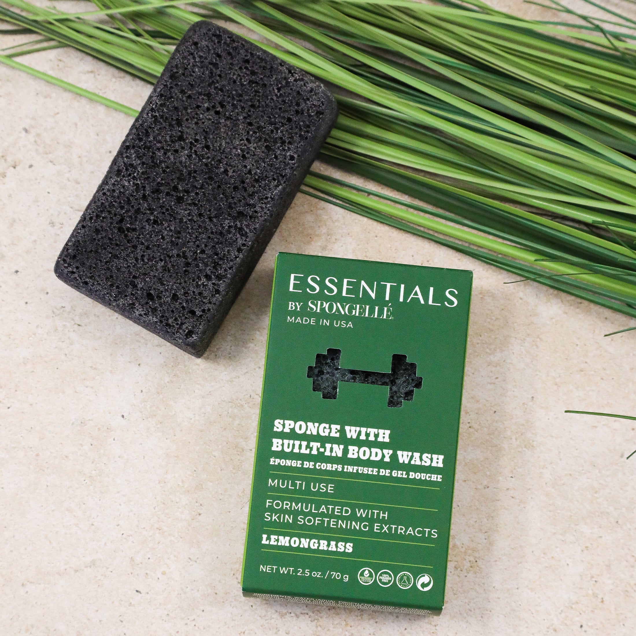 Essentials by Spongelle Men's Lemongrass Body Buffer - Cleanse, Exfoliate & Moisturize