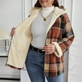 thumbnail image 6 of Women's Oversized Zip Up Hooded Plaid Coat Jacket Long Sleeve Casual Outerwear Tops with Pockets Warm Winter Fashion | CSEONE,Rose Gold L, 6 of 8