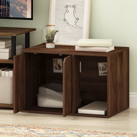 Furinno Peli Small Litter Box Enclosure  Columbia Walnut