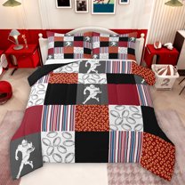 Feelyou Rugby Sports Lover Queen Comforter Set, Hippie Patchwork Bedding Set, 3pcs