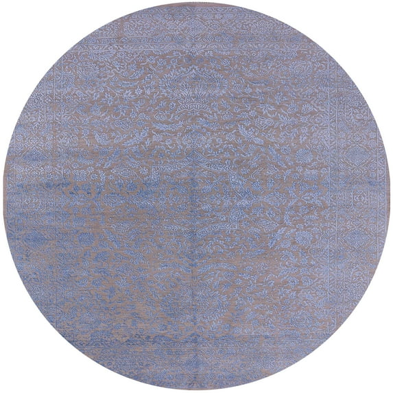 Ahgly Company Machine Washable Indoor Round Industrial Modern Roman Silver Gray Area Rugs, 4' Round