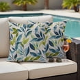 thumbnail image 5 of Outdoor Pillow Covers Watercolor Green Blue Leaves on Linen Waterproof Pillow Cases 16x16 Set of 2, Spring Botanical Throw Pillow Cover Pillowcase for Patio Balcony Couch Garden, 5 of 9