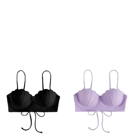 Wijhcboe 2 Pack Strappy Pool Cover up for Boys Seashell Bikini Top Swim Mesh Swimsuit Top Tops Push Up Bathing Bikini Swimsuit for Juniors Push up Suit Tops For Women With Underwire Swimsuit Womens