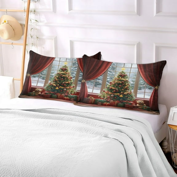 Pillow Case Plush Pillow Christmas Tree with Gifts Case standard size/King size/Queen size Bed Pillow Pillowcases