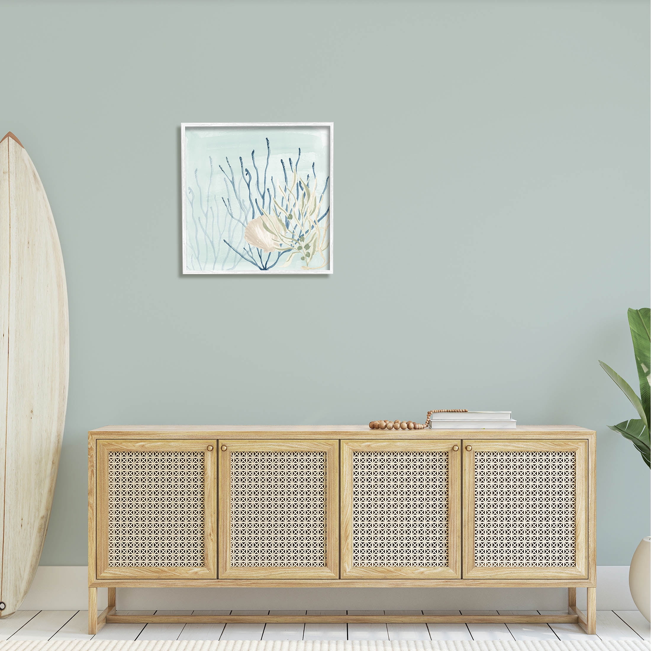 Underwater Coral Shells View Animals & Insects Graphic Art White Framed Art Print Wall Art