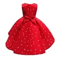 thumbnail image 3 of Girls Christmas Red Polka Dots Princess Bowknot Dress With Mouse Ears Headband, 3 of 7