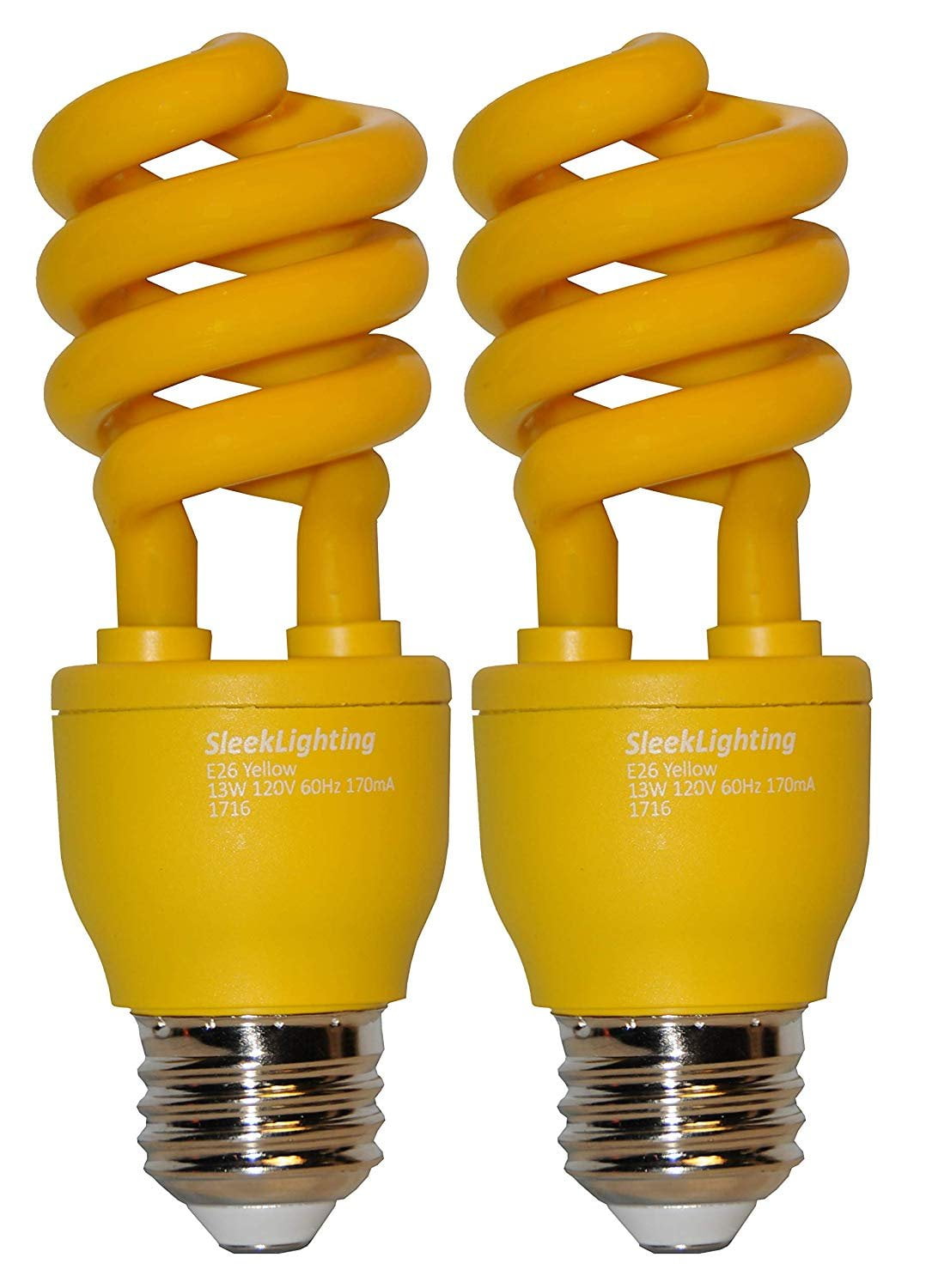 SleekLighting 13 Watt Yellow Bug Light Spiral CFL Light Bulb UL