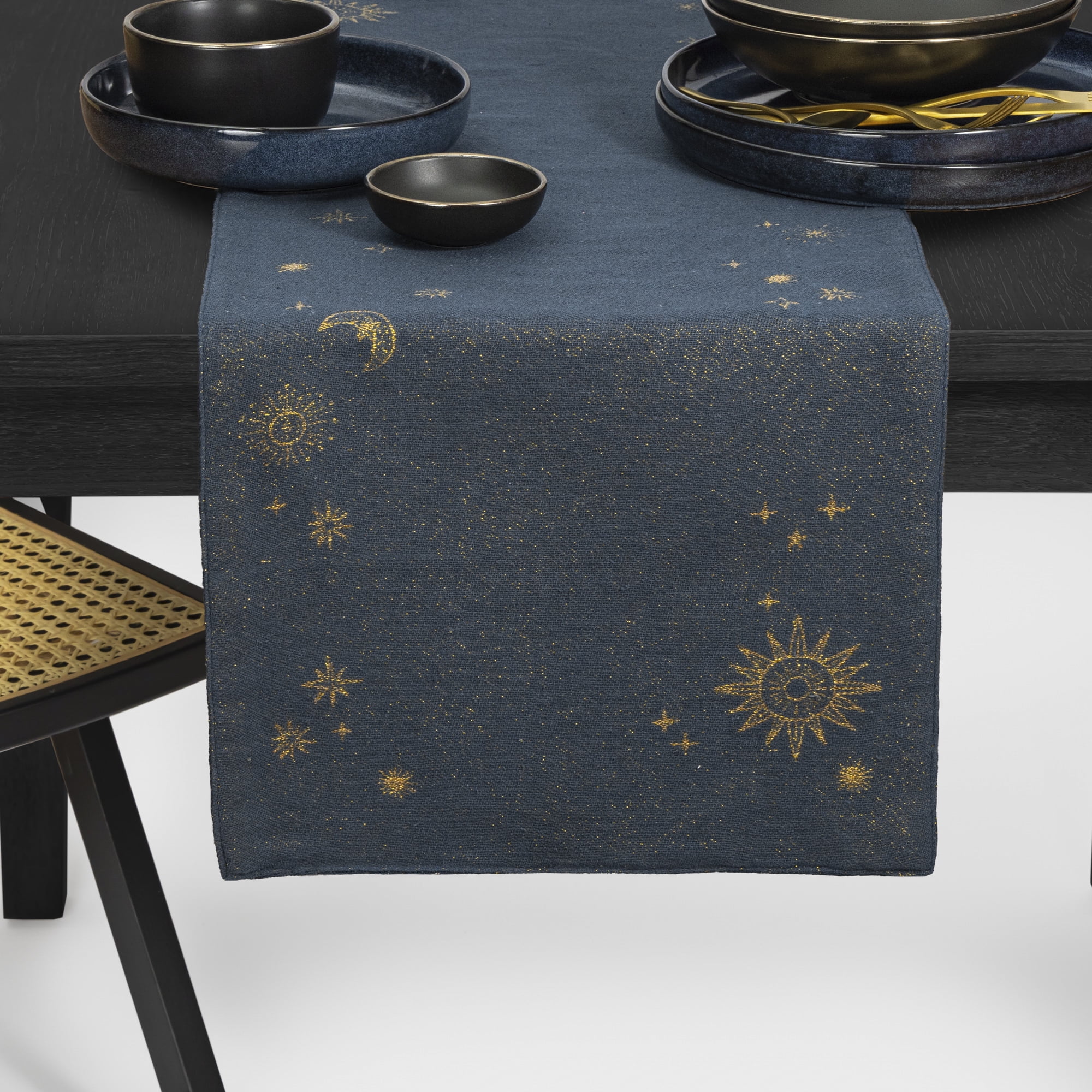 Thyme & Table Celestial Table Runner, Navy, Gold-Tone, 14" W x 72"L