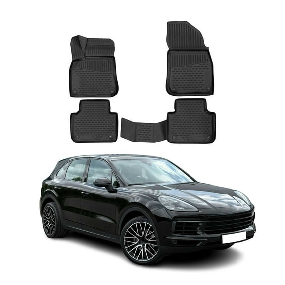 OMAC Floor Mats Liner for Porsche Cayenne 2019-2025 Black TPE All-Weather 4 Pcs