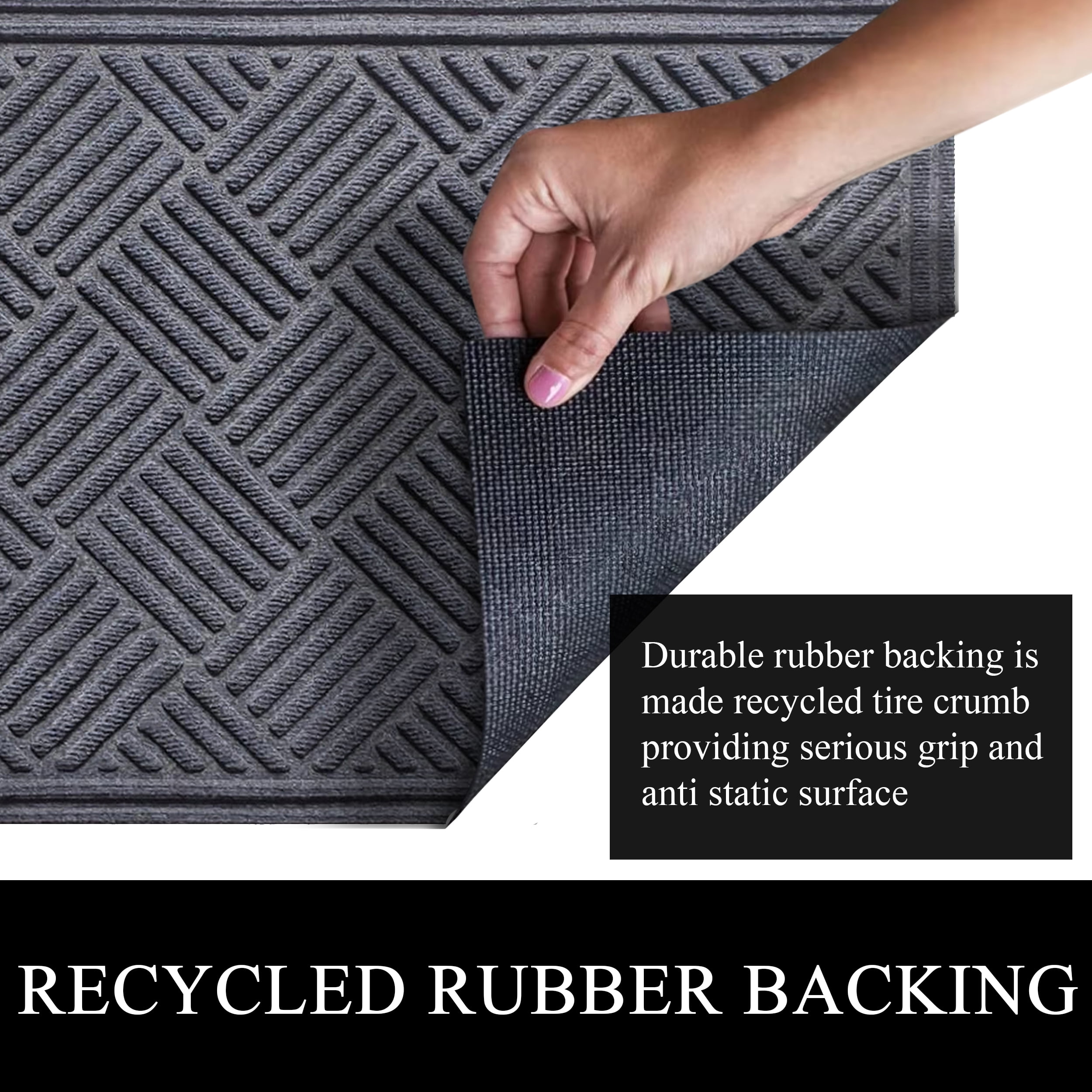 A1HC Indoor Outdoor Mat, Front and Back Entrance Welcome Mats, Large Front Door Patio Mats 24x36 Inches, Non-Slip Easy Clean Entrance Washable Large Size Doormats, Dark Grey