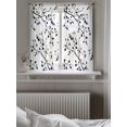 thumbnail image 5 of Black Botanical Sheer Kitchen Tier Curtains 45 Inch length,Rod Pocket Half Curtains & Drapes,Watercolor Summer Botanical Light Filtering Chiffon Cafe Bathroom Window Treatments 2 Panels 27.5"W x 45"L, 5 of 7