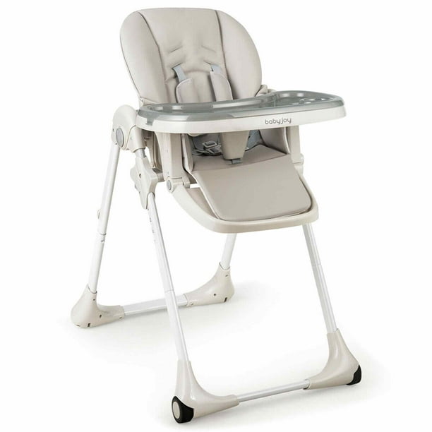 Costway Pour la joie de bébé Chaise haute pliable pour bébé avec double  plateau amovible