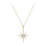 Diamond Gemstone Star Pendant Necklace Yellow Gold Round Brilliant White Gift