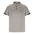 thumbnail image 4 of Xunlbb Mens Shirt Mens Dress Shirts Men's Patchwork Fallow Button Round Neck Sports Short Sleeve Shirt on Clearance, S-3XL, 4 of 6
