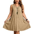 thumbnail image 4 of XiYing Robes Décontractées pour Femmes, Robe Sans Manches à Col en V Longueur Genou pour Femmes Grande Taille, Couleur Unie, Design Estival Décontracté, Tissu Doux et Extensible, Coupe Confortable,, 4 of 9