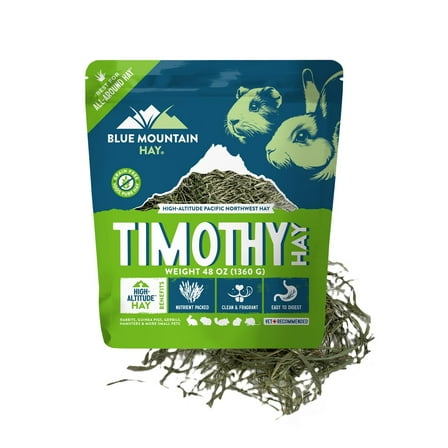 Blue Mountain Hay  48 oz. Fresh Timothy Hay  Nutritious, Delicious Timothy Hay for Rabbits, Guinea Pigs, Gerbils, and Other Small Pets