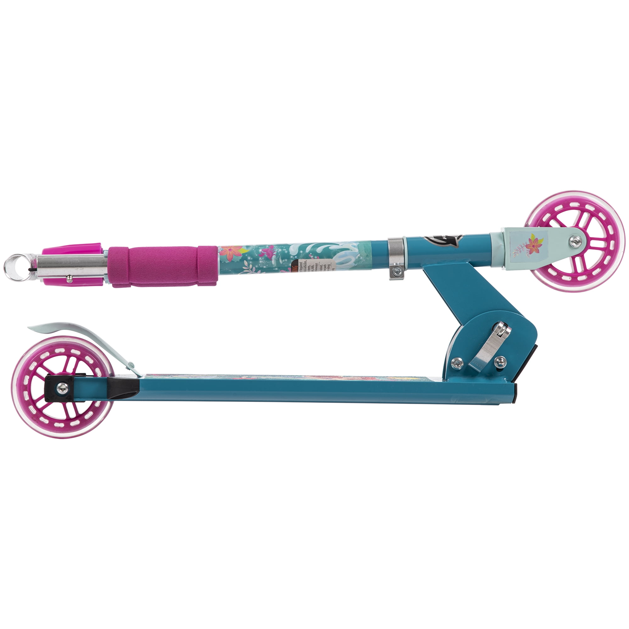 Disney Ariel Girls' Inline Folding Kick Scooter, for Children Ages 5+ Years, by Huffy, Teal