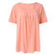 thumbnail image 2 of Gibobby Playera de Manga Corta con Cuello Redondo Camiseta sin mangas verano para mujer, ajuste holgado, plisado, cuello cuadrado, sin mangas, dobladillo curvo fluid(Rosa,XL), 2 of 5