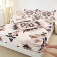 thumbnail image 3 of Manfei Rustic Aztec Twin Sheet Sets,Boho bohemian Geometric Twin Fitted Sheet,Lightpink Black Flat Sheet For Men Women,Luxury Bedroom Decor,3pcs, 3 of 7
