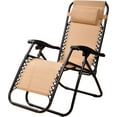 thumbnail image 2 of Set of 2 Zero Gravity Chair Patio Folding Lawn Lounge Chairs Outdoor Lounge Gravity Chair Camp Reclining Lounge Chair with Cup Holder Pillows for Poolside Backyard and Beach, 2 of 5