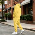 thumbnail image 5 of Delconic Mens Hoodie and Jogger Set Two Piece Tracksuit Full Zip Sweatshirt Drawstring Pants Casual Athletic Outfit Yellow 3XL, 5 of 7