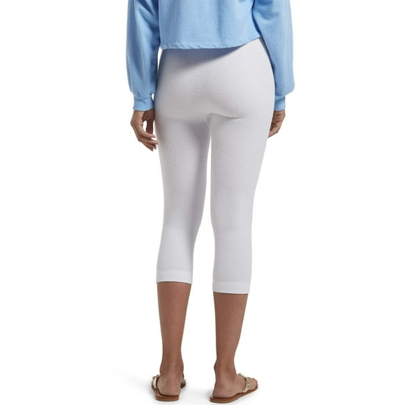 Hue Legging capri taille ultra haute réversible en tissu éponge pour femme Blanc Taille L