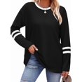 thumbnail image 2 of Long Sleeve Shirts for Women Color Block Casual Tops Fall Outfits Basic Tees Trendy Clothes Black XXL, 2 of 6
