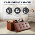 thumbnail image 6 of Ornavo Home 30 Inch Foldable Storage Ottoman Bench, Tufted Large Faux Leather Storage Ottoman, Storage Chest, Foot Rest Stool, Bedroom Bench with Storage - (Mocha), 6 of 7