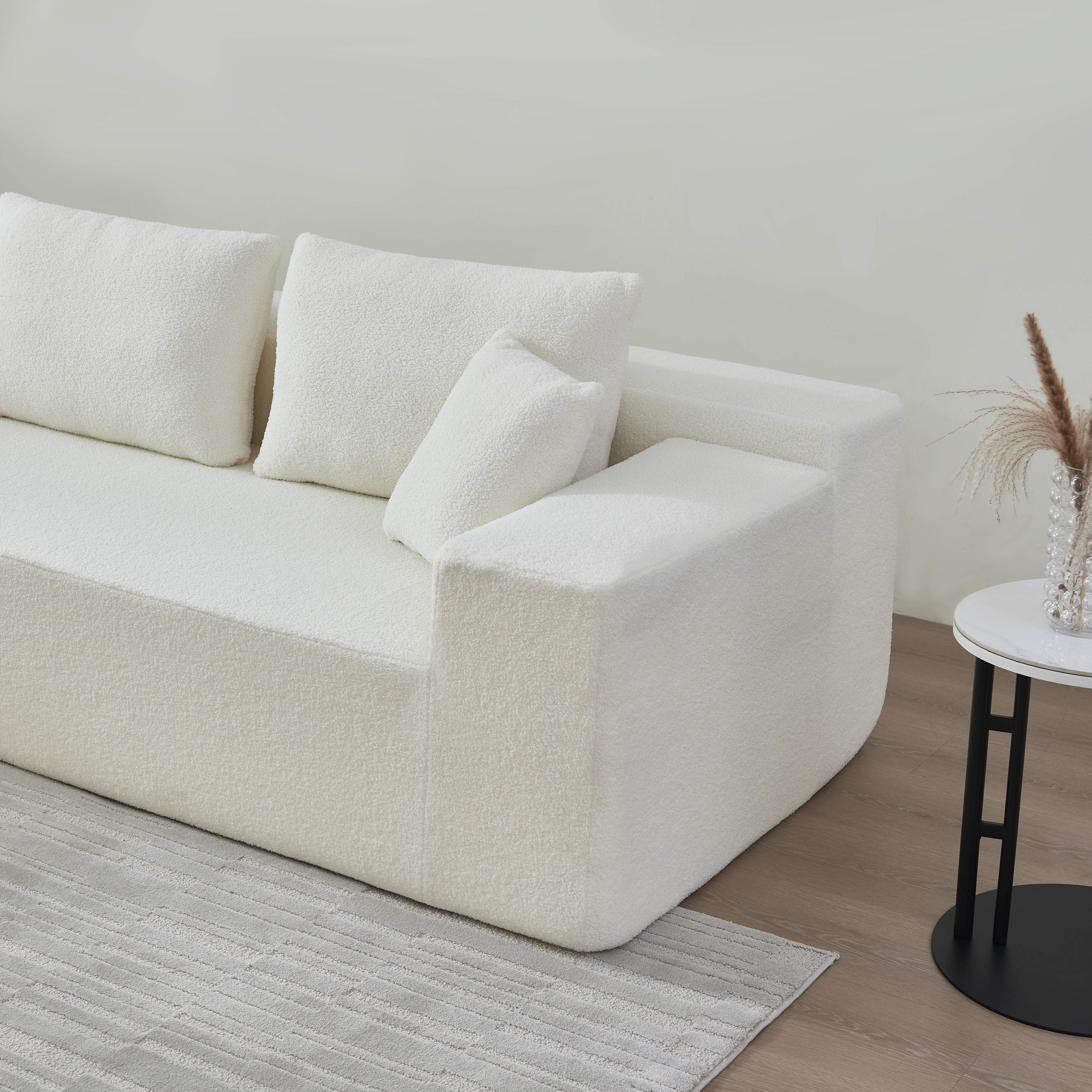 MAYEERTY 104.33" L-Shaped Sponge Modular Sectional Sofa, Modern White Cloud Corner Couch