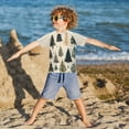 thumbnail image 3 of FORMRS Boys Rash Guard with Short Sleeves UPF 50+ Swim Shirts Sizes 3-12T, Beige Christmas Trees, 3 of 6
