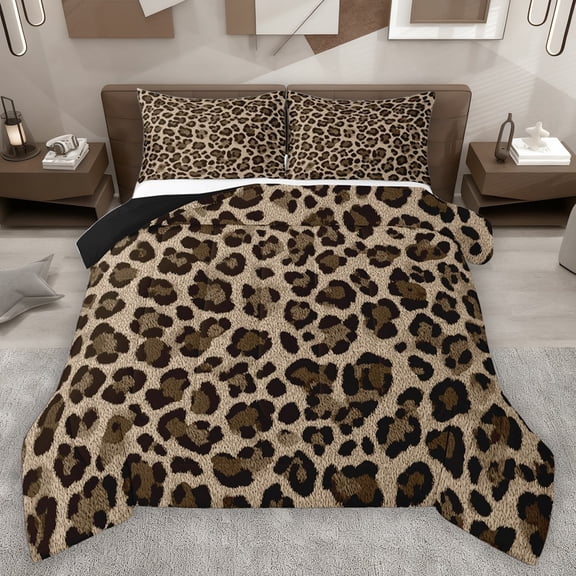 Homewish Cheetah Print Bedding Comforter Set 2pcs for Female Men Adults,Jungle Animal Leopard Twin Comforter Sets Microfiber,Woodland Wildlife Breathable Bedding Set,Ultra Soft Home Decor,Reversible