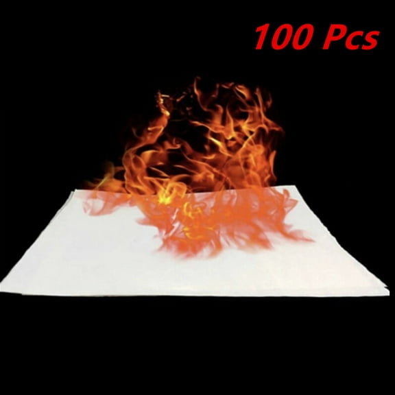 100 Pcs 10*10cm Fire Paper Flash Flame Paper Fire Paper Magic Props Effect