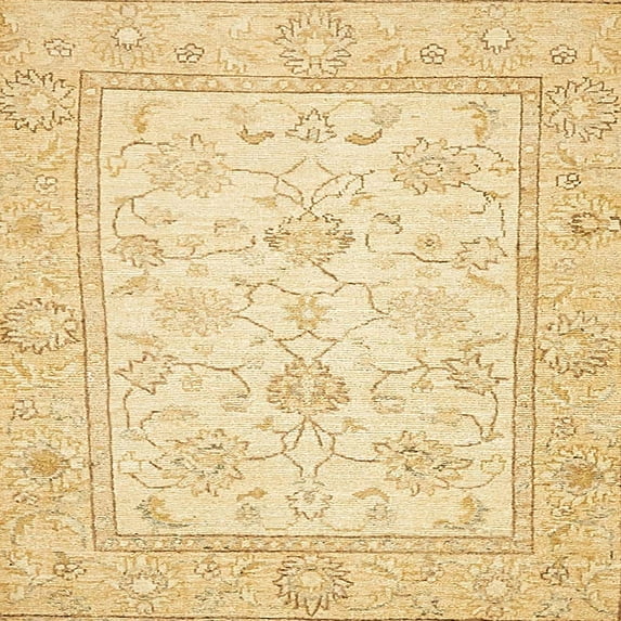 Ahgly Company Indoor Square Abstract Sun Yellow Oriental Area Rugs, 4' Square