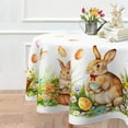 thumbnail image 2 of Spring Easter Tablecloth, Easter Eggs Bunny Floral Table Cloth Waterproof, Spring Easter Rabbit Flowers Kitchen Table Decor for Dining Holiday Party 60x60 Inch Round, 2 of 6