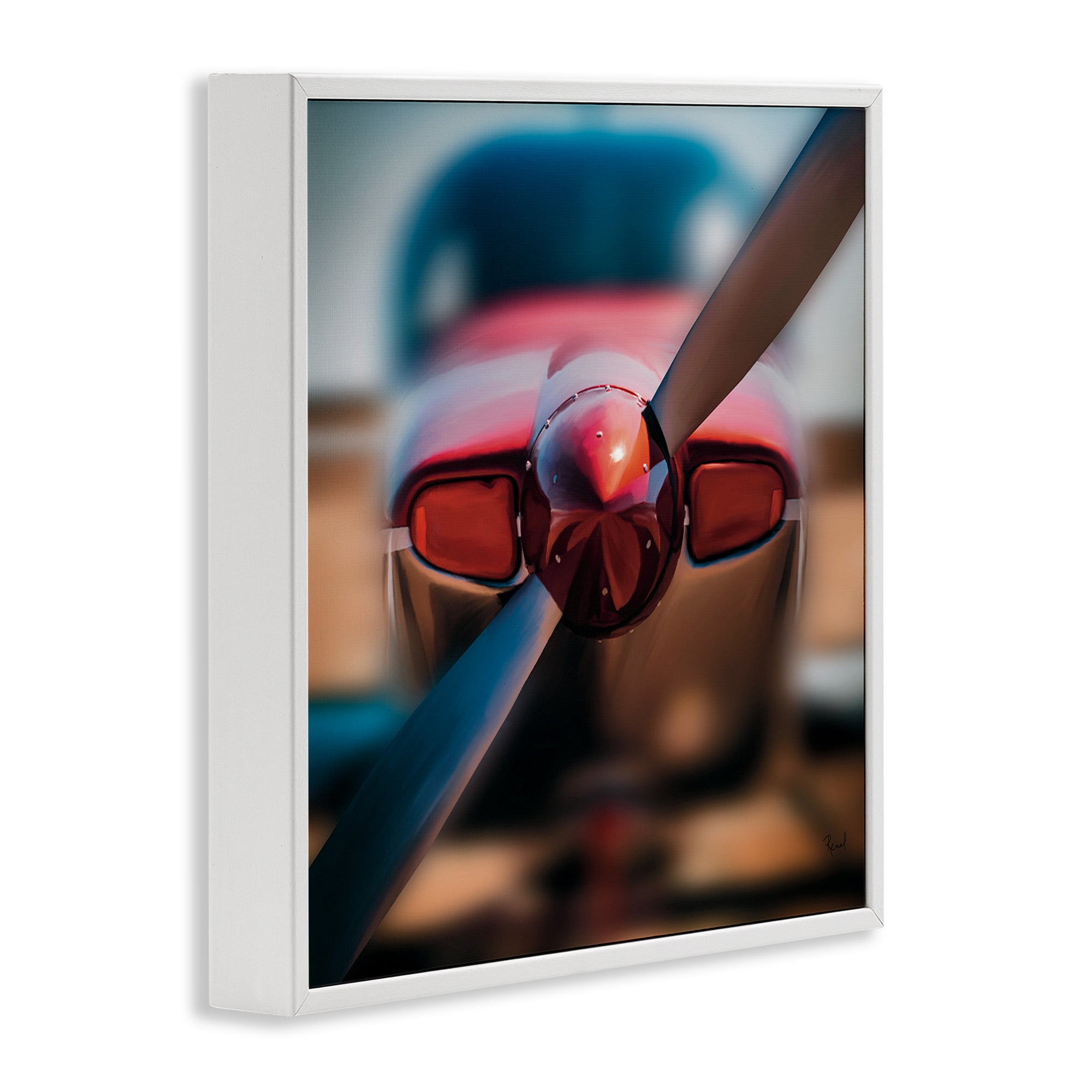 Stupell Industries Red Aircraft Propeller White Framed Giclee Art, design by Renel Peters