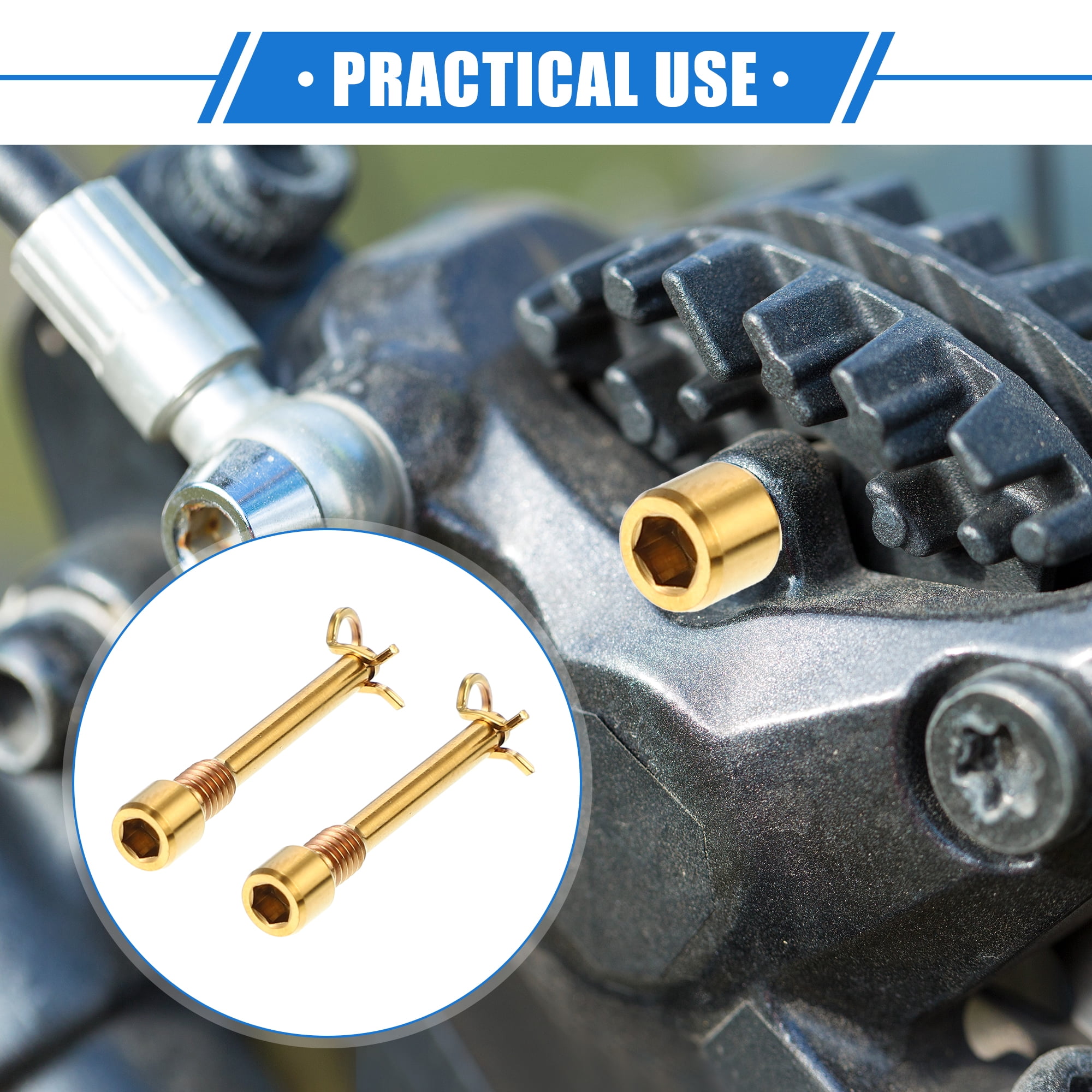 Unique Bargains 2Pcs Bike Brake Caliper Bolt Screws with Snap Ring Gold Tone
