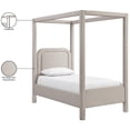 thumbnail image 3 of Bowery Hill Contemporary Beige Linen Textured Fabric Upholstered Twin Bed, 3 of 11