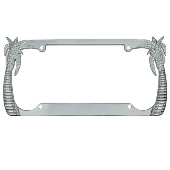 Heavy Duty Stainless Steel Metal Chrome Tropical Palm Tree License Plate Frame Universal Fit for Car Truck SUV