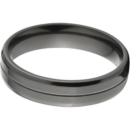 5mm Flat Black Zirconium Ring with One Center Milgrain Groove
