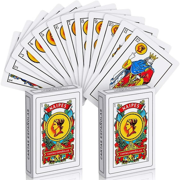 2 Decks Spanish Playing Cards 50 Cards Baraja Espanola Puerto Rico Pocker Playing Cards for Family, School, Travel Party Games