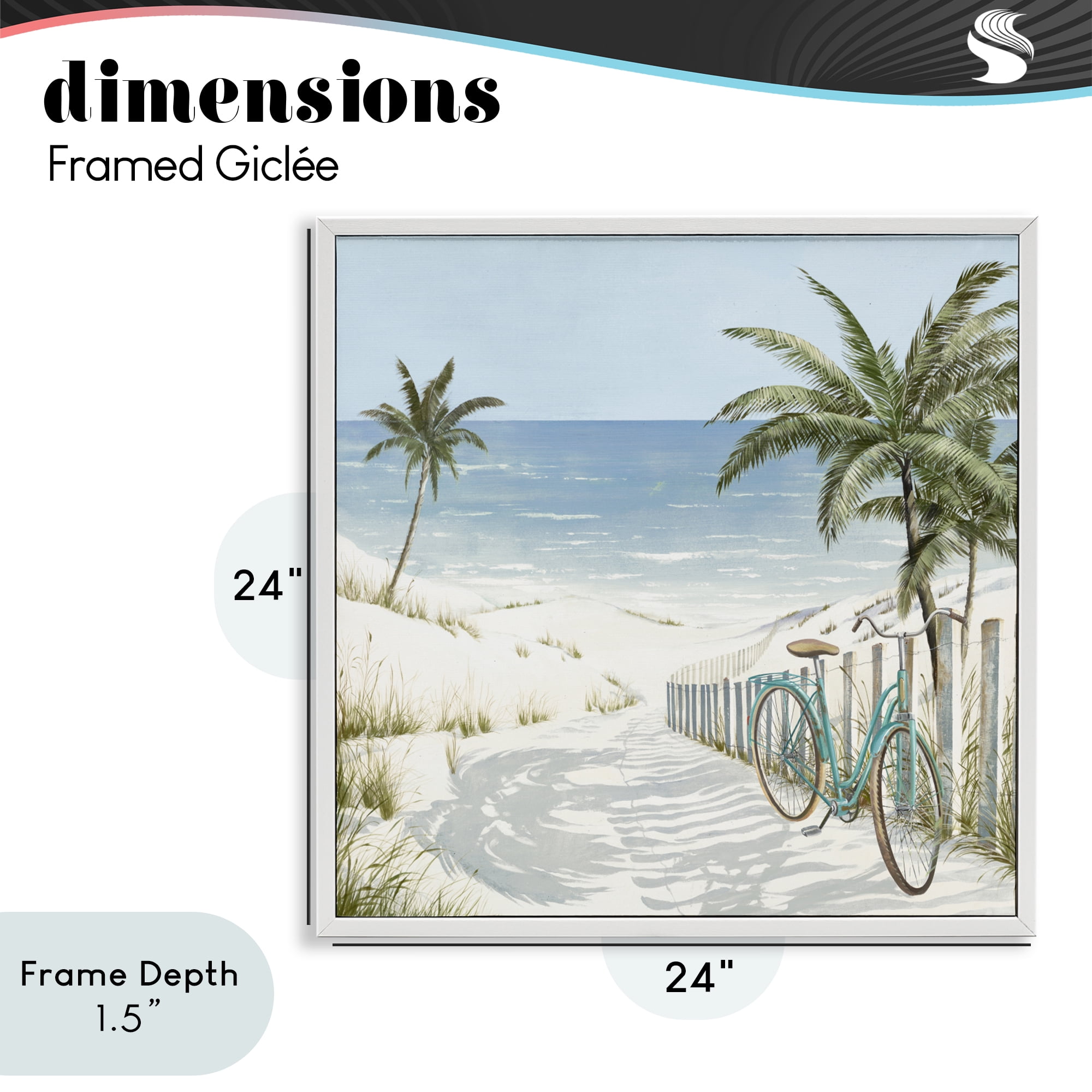 Stupell Industries Beach Bike Coastal Scene White Framed Giclee Art, design by Lorenzo Collective