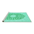 thumbnail image 2 of Ahgly Company Machine Washable Indoor Square Medallion Turquoise Blue Traditional Area Rugs, 4' Square, 2 of 4
