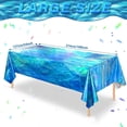 thumbnail image 3 of Table Cloth Rectangle Table,Ocean Tableclothes Summer Tropical Party Supplies Plastic Wave Table Cover Mermaid Under Sea Theme Decoration for Beach Pool Party(3pcs 108*54in), 3 of 8