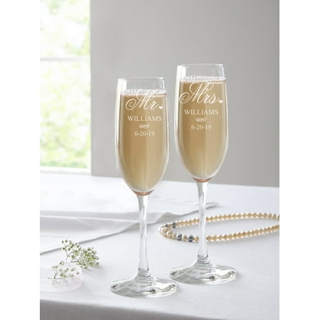 Personalized Mr. and Mrs. Champagne Flutes, Set of 2