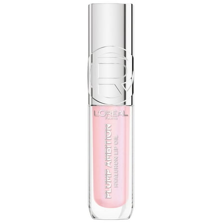 L'Oréal Paris Plump Ambition Hyaluron Lip Oil 24HR Care Lip Gloss with Hyaluronic Acid, Cristal Clear, 0.16 fl oz