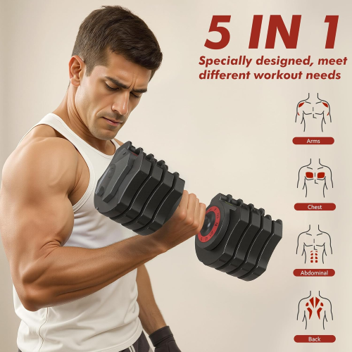 taoruifang Adjustable Dumbbell Set of 22.5LB Set-1Sec Adjustable Dumbbell Weights-5 in 1 Free Weights Dumbbells Set with Effortless Tray/No-Slip Handle-Compact Size for Women/Men at Home Gym