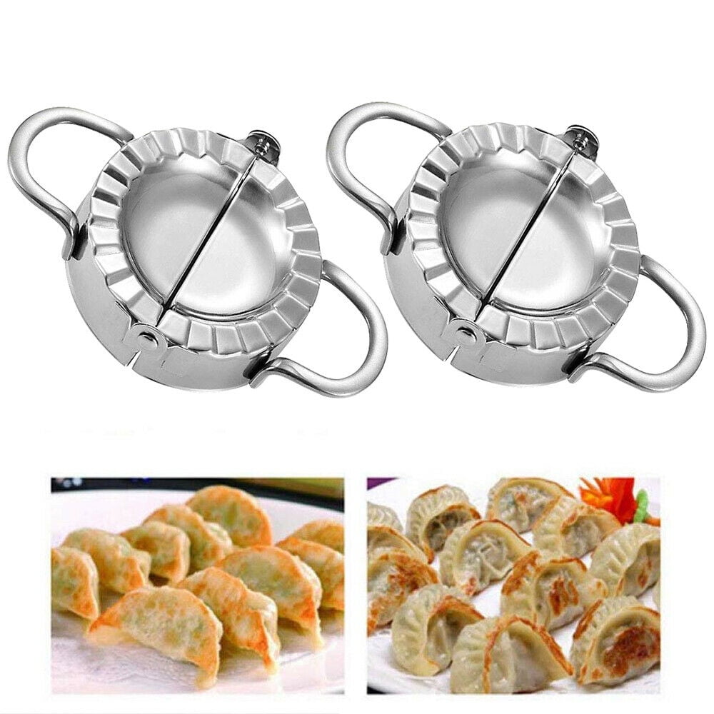 Easy Rapid DIY Stainless Steel Dough Press Mould Tool for Kitchen 2 Size Stainless Steel Dumpling Mold Dumpling Maker Mould Dumpling Pie Ravioli Mold 2 Pieces Dough Press for Home Kitchen 