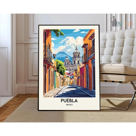 Puebla Mexico Historic City Poster, Unframed Paper Poster 8x10in
