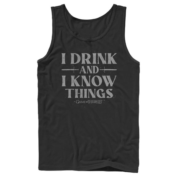 Men's Game of Thrones I Drink and I Know Things Gray Tank Top Black X Large